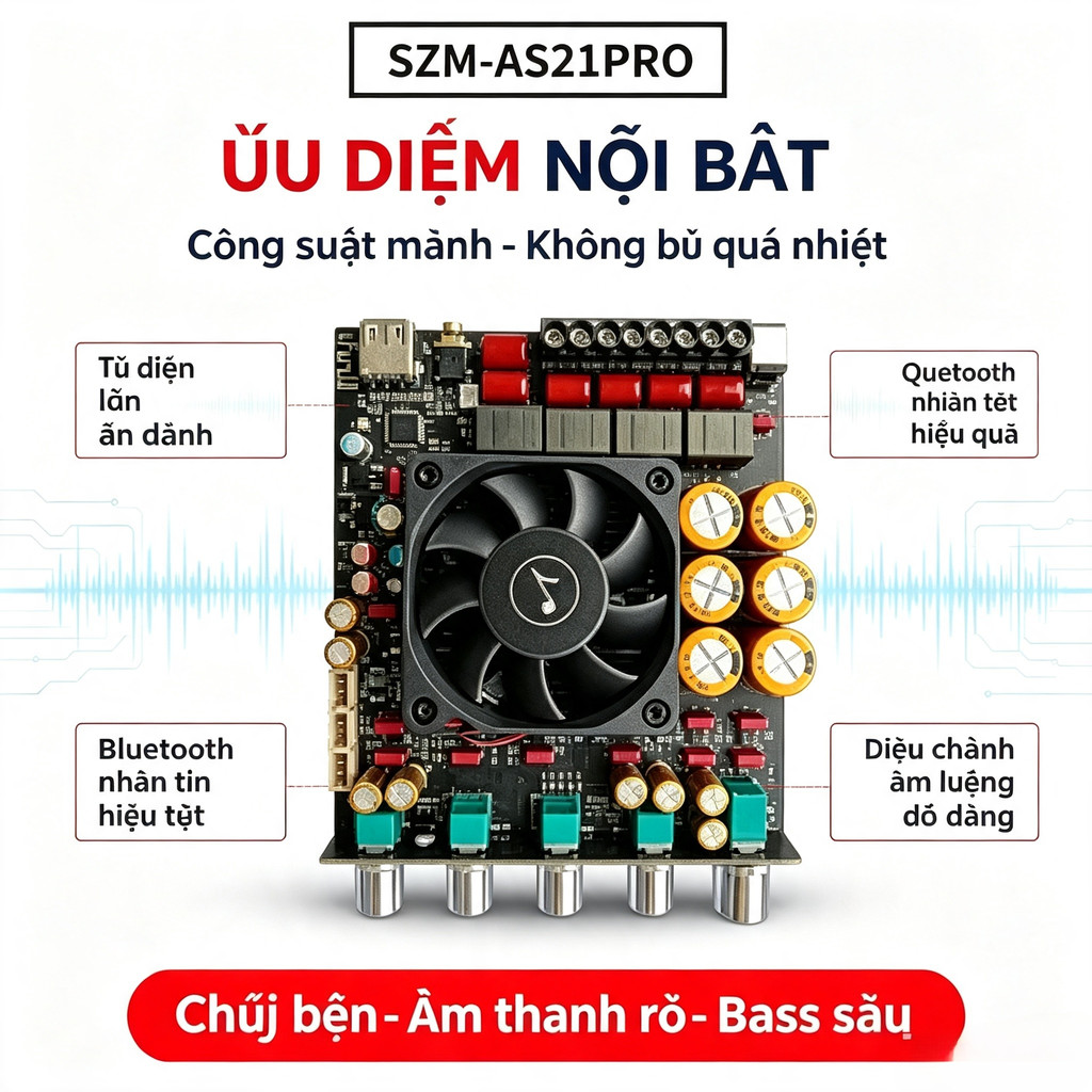 Bo mạch khuếch đại SZM-AS21PRO: công suất 300W+300W+600W, bo mạch khuếch đại Bluetooth audiophile cô