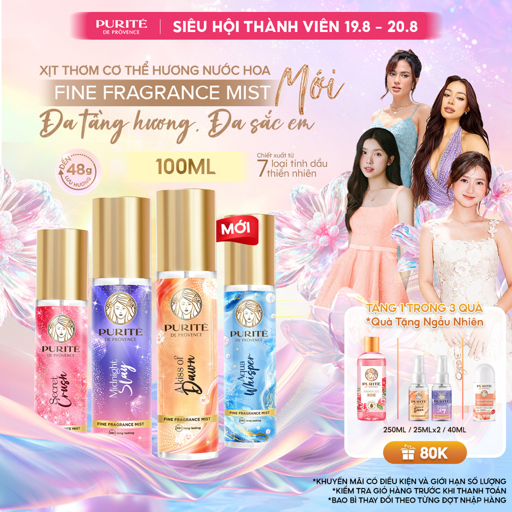 [MỚI] Xịt Thơm Body Mist Purité Hương Nước Hoa Cao Cấp 100ML [CO GWP]