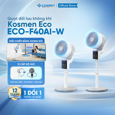 [KOL LIVE] Quạt đối lưu không khí điều khiển bằng giọng nói Kosmen Eco ECO-F40AI-W, quạt thông minh, quạt điện