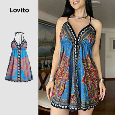 Lovito Kỳ nghỉ Đầm mùa xuân/hè cho nữ LBL32338