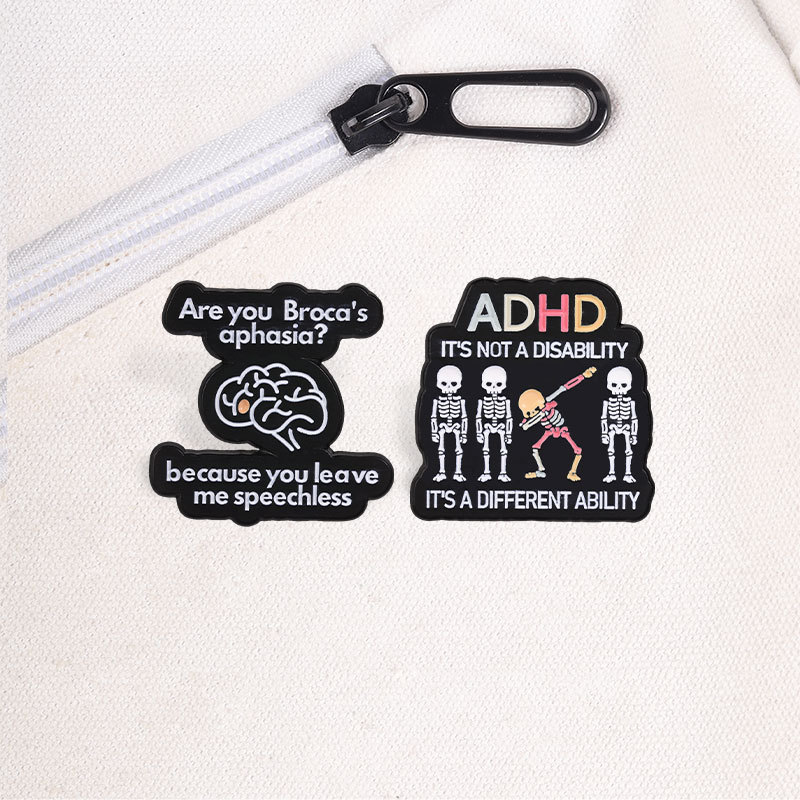 Ngộ nghĩnh Y Tế Men Thổ Cẩm Đồng Hồ ADHD Khẩu Hiệu Và Não Aphasia Thiết Kế Ve Áo Pin Huy Hiệu Phụ Ki