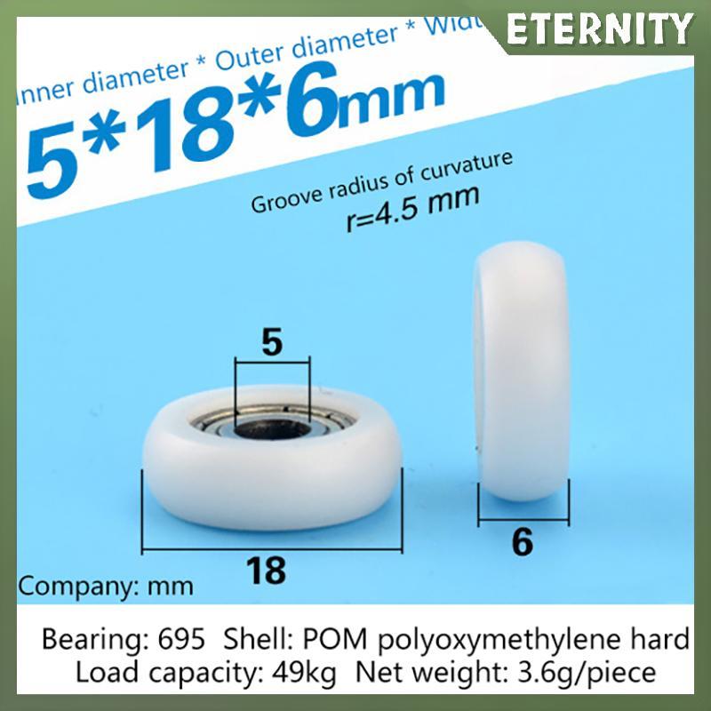 ETERNITY 2 Chiếc 695ZZ 5x18x6mm POM Nylon Vòng Loại Con Lăn Bánh Xe POM Bọc 695ZZ Mang Ròng Rọc Bánh
