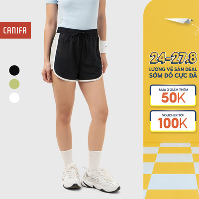 Quần short nữ CANIFA dáng thể thao chống nắng cạp chun ống rộng tính năng anti UV 6BS26S008