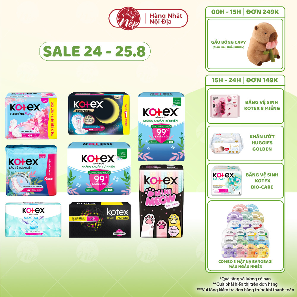 Băng vệ sinh Kotex MiniMeow Siêu mềm siêu mỏng cánh 8 miếng - nepshop1