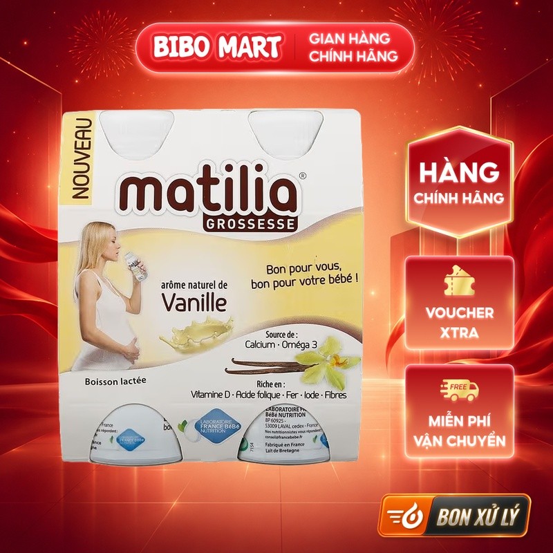 [LIVE] Sữa bầu Matilia hương vani 200ml (Lốc 4 hộp) - BM003.3