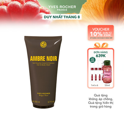 Sữa tắm gội cho nam Yves Rocher Ambre Noir Hair & Body Shampoo 200ml