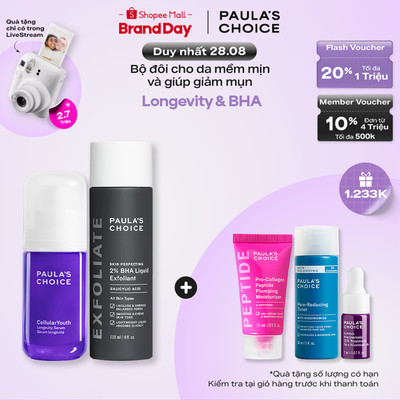 Bộ đôi giúp da thông thoáng, mềm mịn và trẻ trung Longevity Serum & 2% BHA Exfoliant 2250-2010
