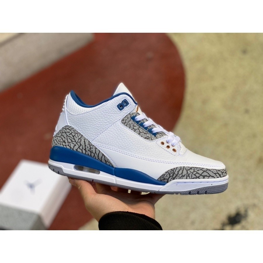 Giày bóng rổ nam Air Jordan 3 show3 màu xanh trắng vàng retro vũ công ct8532-148