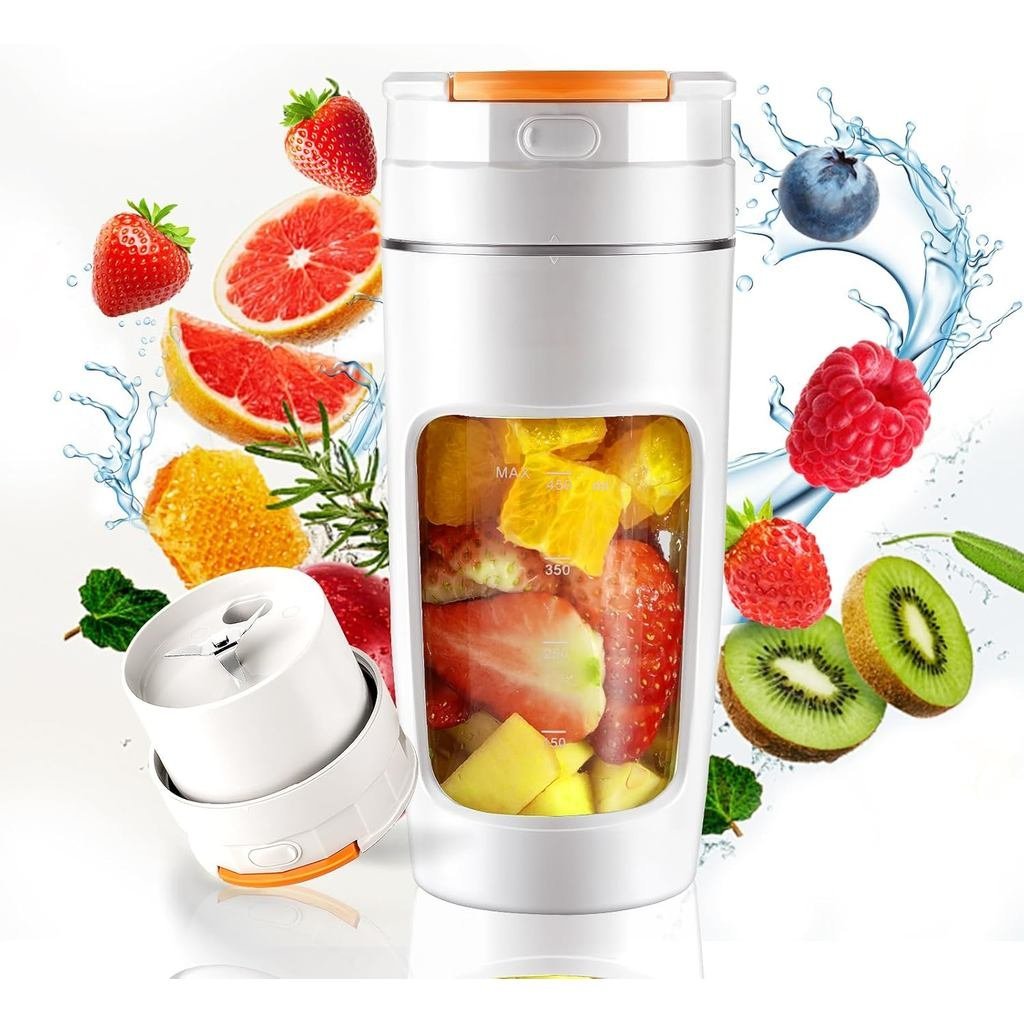 Slim Portable Blender Cup, 20oz (600ml) Personal Travel Juicer with Leakproof Lid, USB-C Rechargeabl