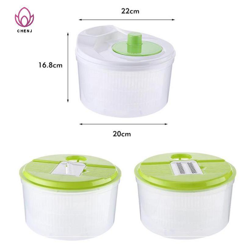[CENJ] Máy sấy salad gia dụng cắt và giặt 2 trong 1 Salad Spinner Máy khử nước rau Giỏ thấm đa chức 