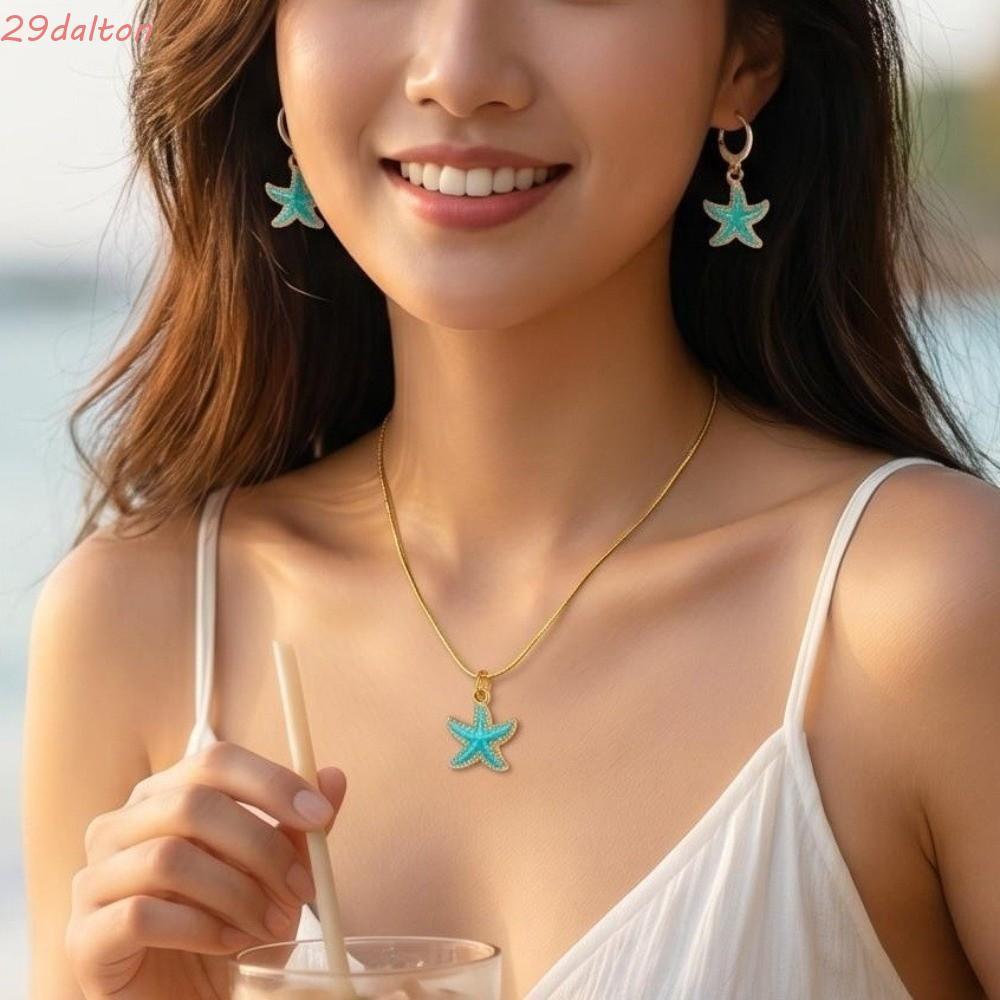 Bộ Bông Tai Vòng Cổ DALTON, Bộ Trang Sức Chủ Đề Đại Dương Nhẹ Bohemian, Bộ Trang Sức Nữ Có Thể Điều 