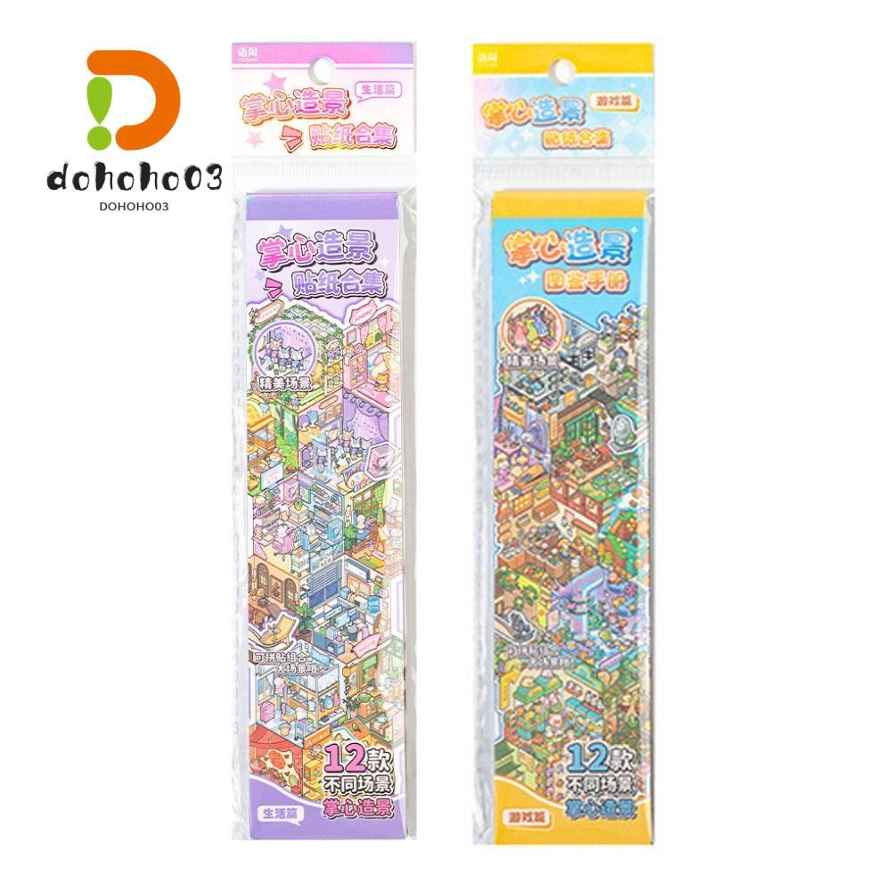 DOHOHPH Die-Cut Scene Sticker, PET Visual Stacking Miniature Scenery Collection Volume, Fun Decompre