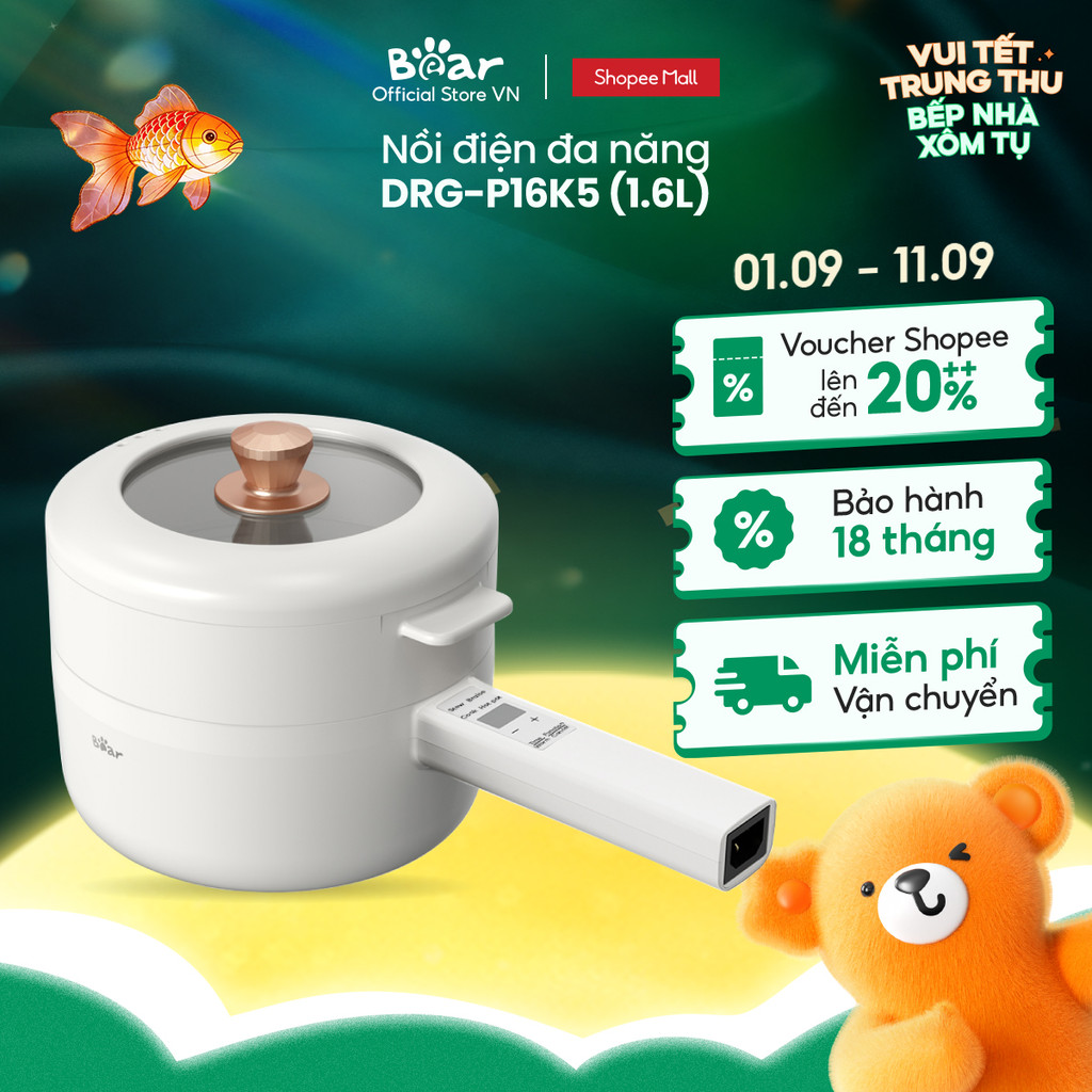 Nồi điện đa năng 1.6L  Bear DRG-P16K5 / P16M2/ E15P2 - Hàng Chính Hãng