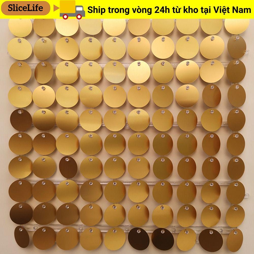 SLICELLIFE Sequin Panel Trang trí tường, Phông nền sequin lấp lánh PET, Tấm trang trí phông nền màu 