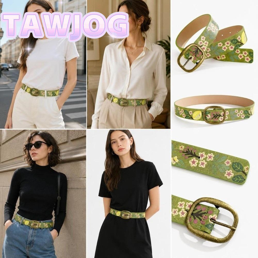 Thắt lưng vải TAWJOG, Thắt lưng in hoa có khóa chốt Cottagecore, Boho có thể điều chỉnh thiết kế hoa