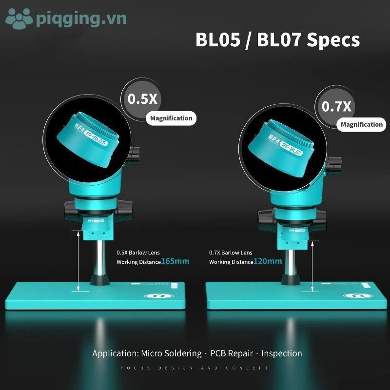 Piqging RF4 RF-BL05 RF-BL07 Ống kính Barlow 0.5X 0.7X để sửa chữa kính hiển vi VN