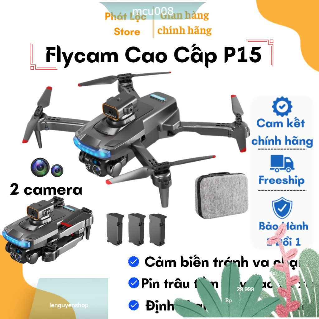 Fly cam Giá Rẻ Drone P14 Pro Max, Flycam P15 Play Camera Pin 2000mAh bay 20 Phút, Cảm Biến 4 Chiều, 