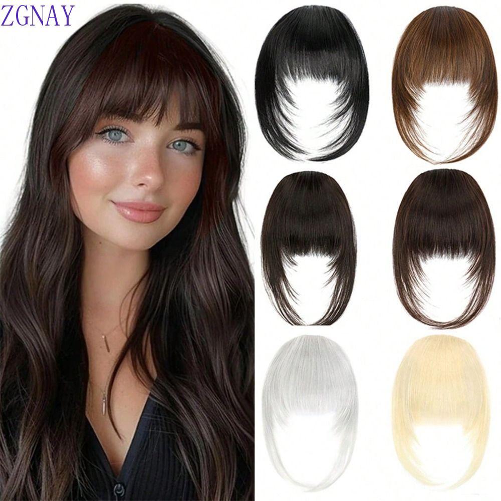 POLOSP Cut Wispy Fringe với Sideburns, Fringe giả màu nâu đậm Kẹp tóc tổng hợp-In Bangs, Fasion Hair