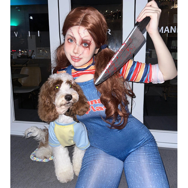 Halloween Ma Búp Bê Chucky cos Chucky Quần Áo Chú Hề Trở Lại Linh Hồn Chucky Skinny Gợi Cảm Quần Áo 