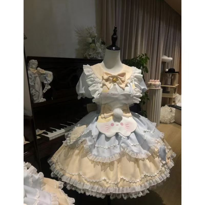 Ngọt Trà Cô Gái lolita Ngọt Trà Meow Dễ Thương Nhỏ lolita op Đầm Nữ Ngọt Tươi Hàng Ngày