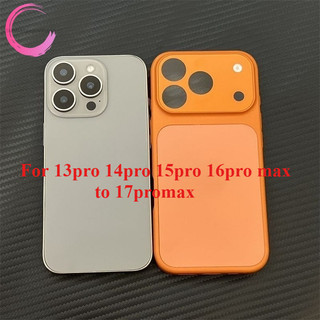  DIY Mới Cho iPhone 13 14 15 16 17 Pro Max Đổi sang 17 Pro Max Vỏ Điện Thoại Thay Thế Vỏ PC Cao Cấp + Mặt Sau Kính Mờ Bảo Vệ Chống Sốc 