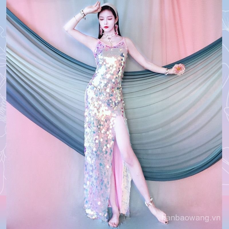 Belly Dance Performance Costume Mermaid Sequin Embroidered Dress Performance Outfit
