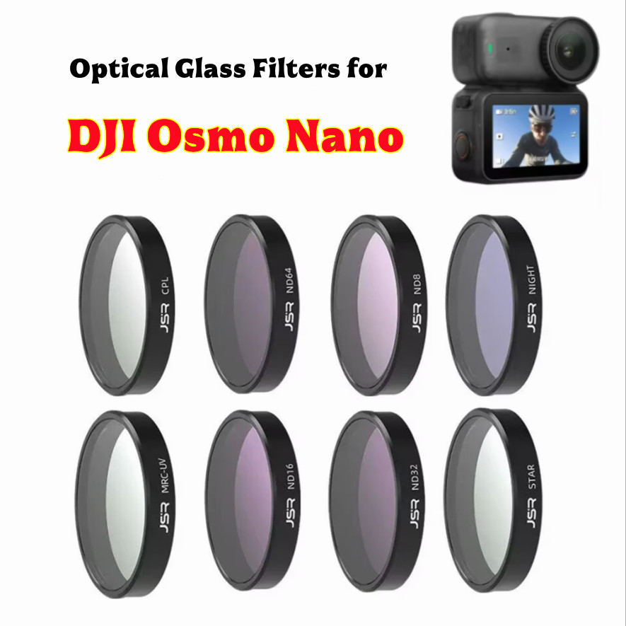Bộ lọc ống kính JSR cho DJI OSMO NANO: UV, CPL, Star Night, ND8-64, ND8-64PL 1/4, kính quang học, mũ