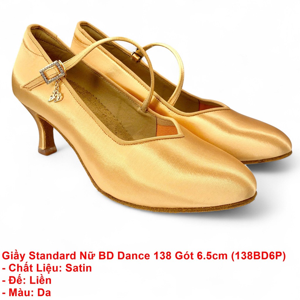 Giầy Khiêu Vũ Dancesports Standard Nữ BD Dance 138 Gót 6.5cm (138BD6P) - Satin Da (Tặng túi đựng già