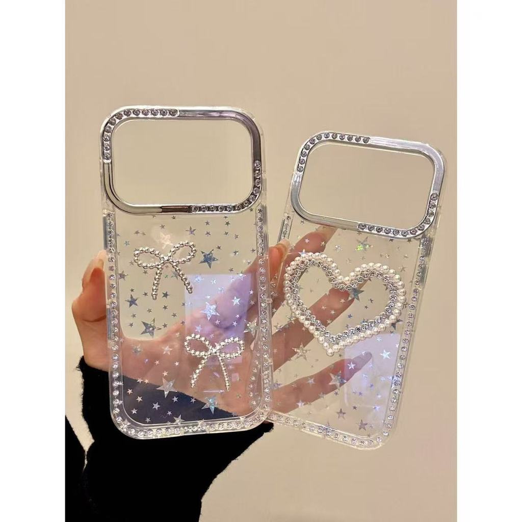 Điểm mạ điện cao cấp Kim cương Ba chiều nơ tình yêu Thích hợp cho vỏ điện thoại ihone17promax16p 15