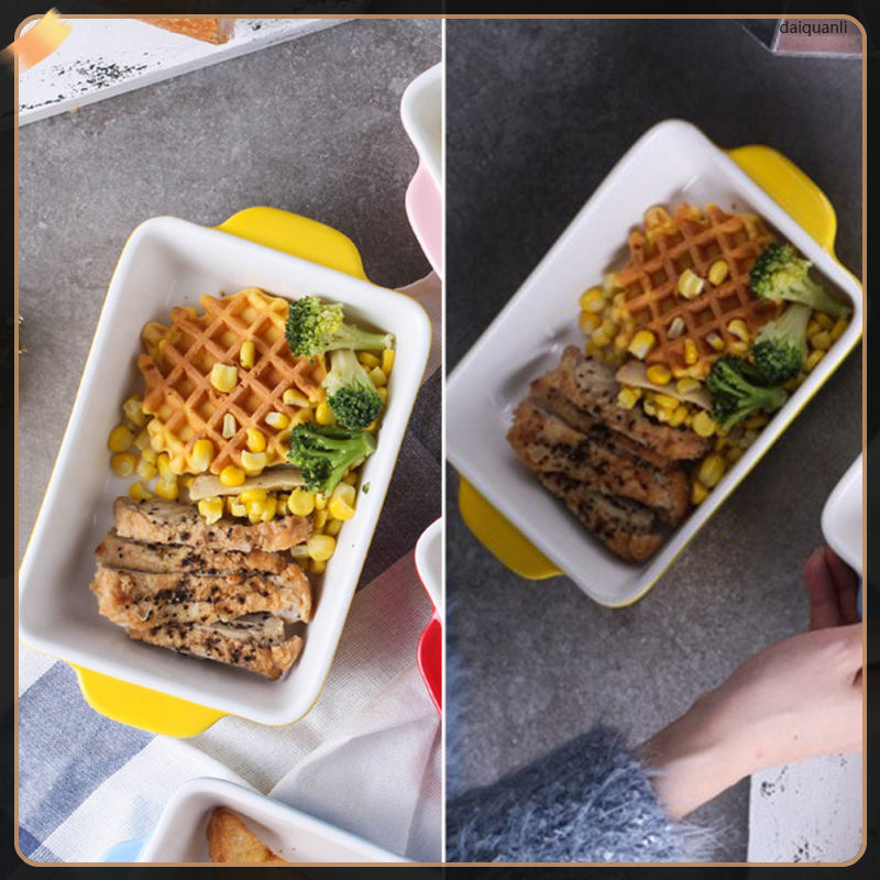 Earthenware Vuông Nướng Đĩa Nướng Lasagna Ponk Máy Nướng Lò Nướng Nhỏ Khay daiquanli