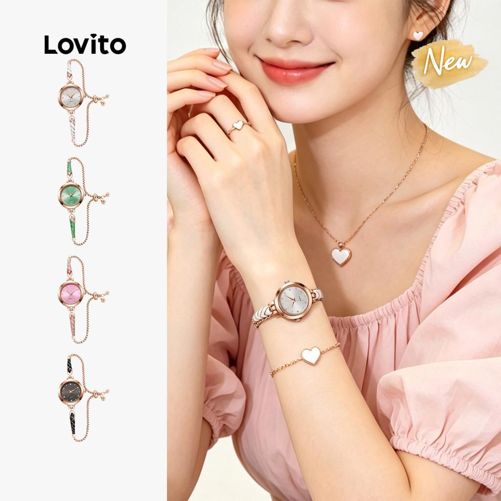(New Arrival) Lovito  Đồng hồ thạch anh thanh lịch mặt đính đá flash QWFB123FX004 | BigBuy360 - bigbuy360.vn
