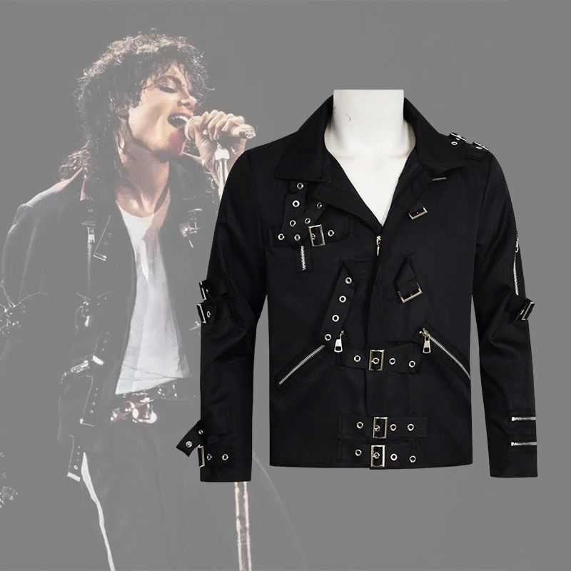 Trang phục cosplay Michael Jackson, áo khoác punk sân khấu phong cách MJ, trang phục biểu diễn phong