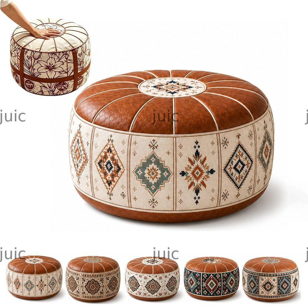 JUIC Foottool Cover, Da PU Fillable Design Ottoman Pouf, Mở Lớn Chống Nước Boho Họa Tiết Bảo Quản Ot