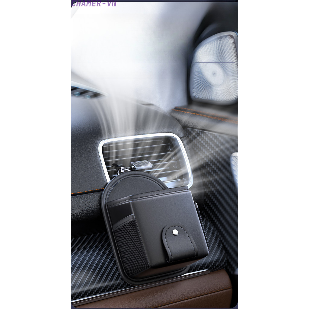 【CHAMER】Car Vent Mounted Organizer Pouch for Phone Keys Sunglasses Cards 15.5x11.2x6.5cm【HomeLiving】
