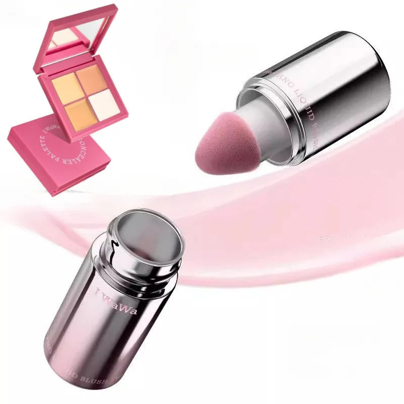 Iwawa Liquid Blush Concealer Watery Mois Họa tiết Chống mồ hôi Hấp thụ nhanh Màu hồng mềm Cheek Kem 