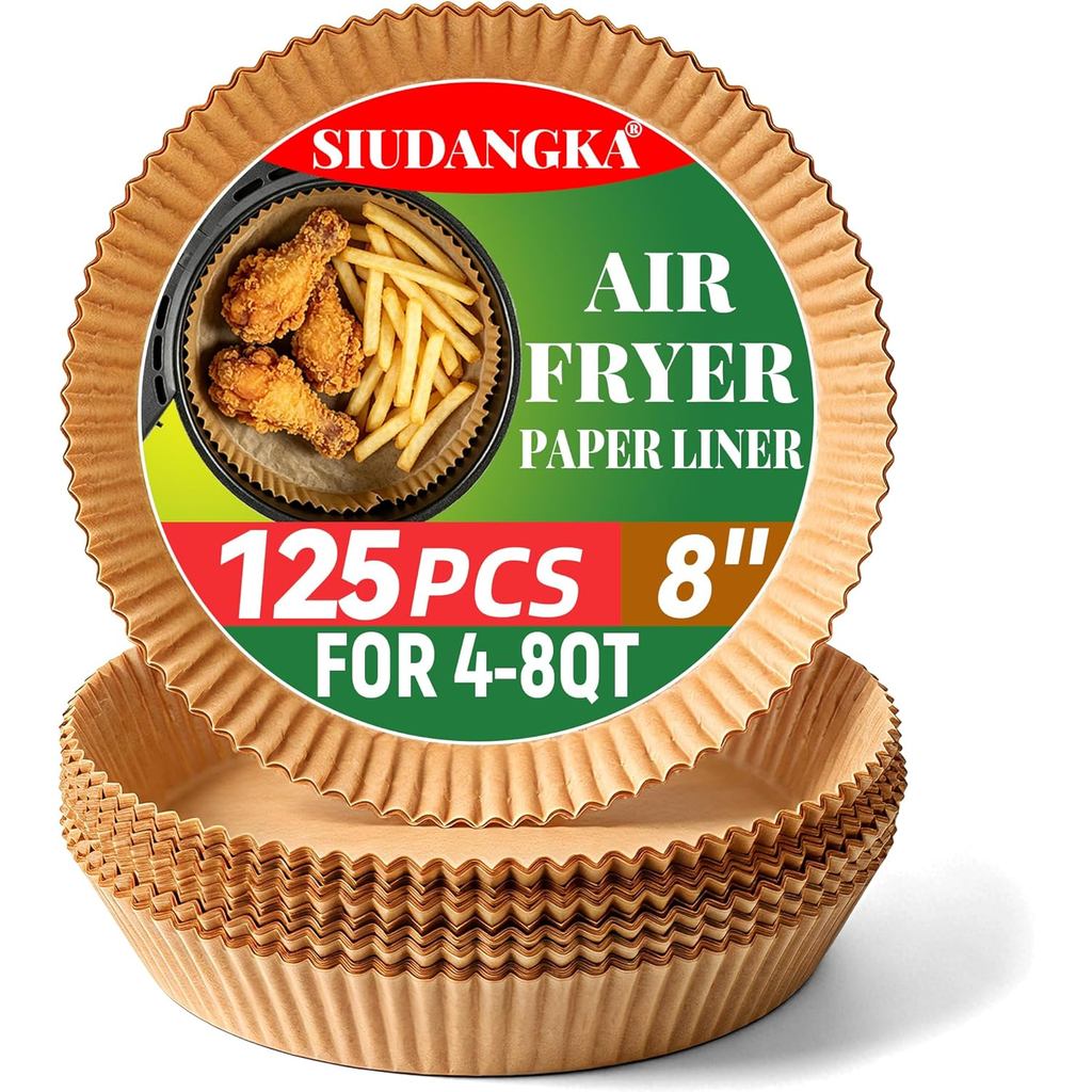 SIUDANGKA Air Fryer Liners cho Ninja Air Fryer, 125 Chiếc Giấy Lót Dùng Một Lần Cho Hầu Hết 4-8QT Ai