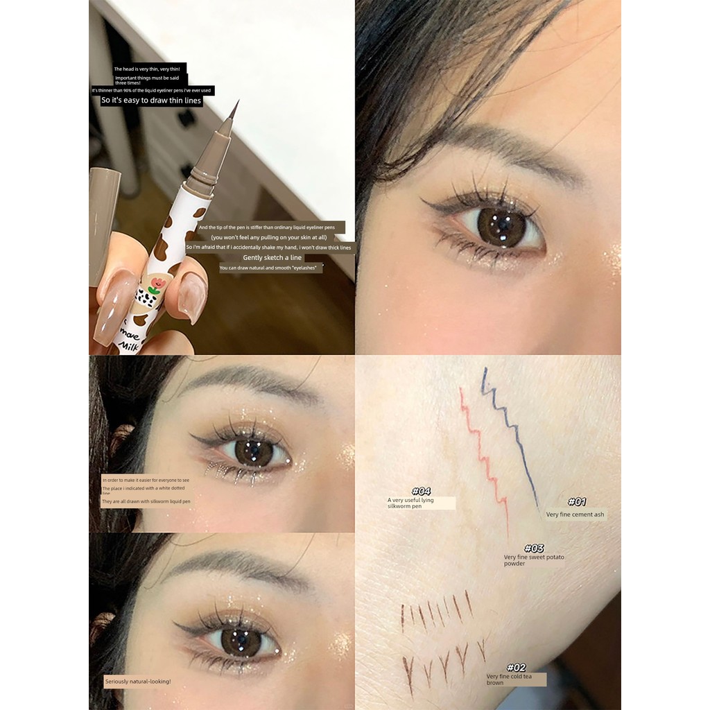 eyeliner chì kẻ mắt FLORTTE White Long Lasting Lower Eyeliner Bút kẻ mắt dạng lỏng