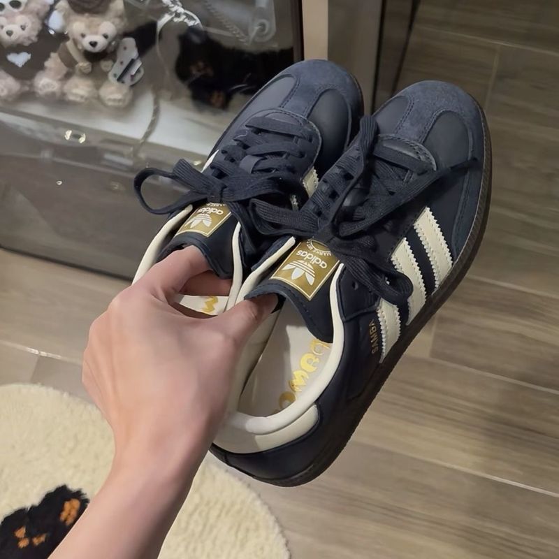 Một Nguyên Chất Nguyên Bản Samba Samba Đức Huấn Luyện Navy Blue Clover Retro Nam Nữ Campus Phù Hợp V
