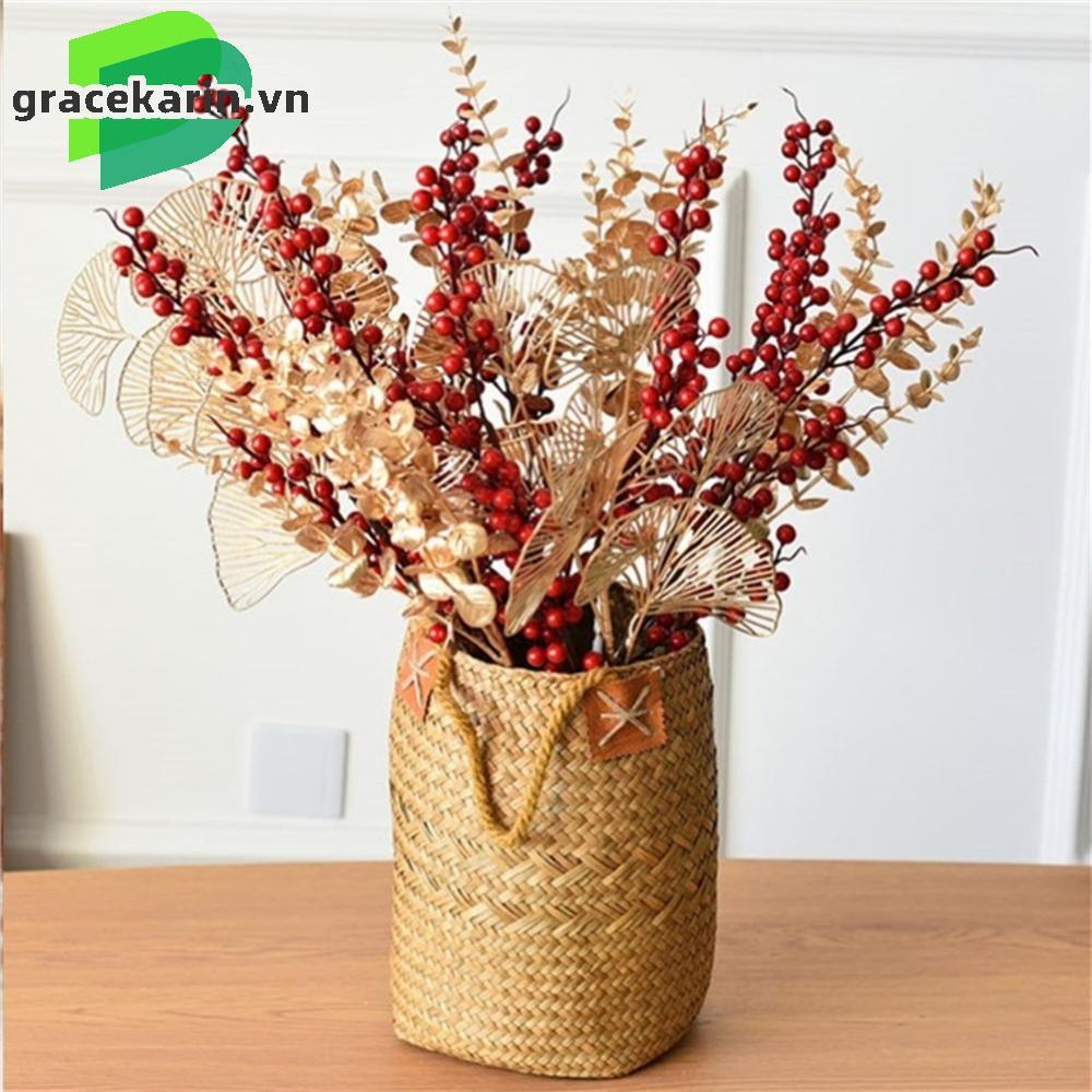 [GRCEKRIN-VN]Elegant Artificial Golden Eucalyptus Leaves Perfect for Wedding Home Decor 45cm