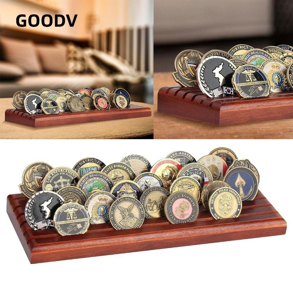 GOODV Challenge Coin Display, 6 hàng 13 x 5 in Coin Display Stand, Giá đựng tiền xu hình chữ nhật Gi