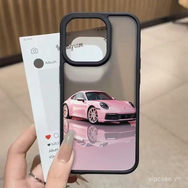 Ốp Điện Thoại Ô Tô Thể Thao Màu Hồng Mờ Cao Cấp Màu Hồng Thích Hợp Cho iPhone 11 12 13 14 promax 15 