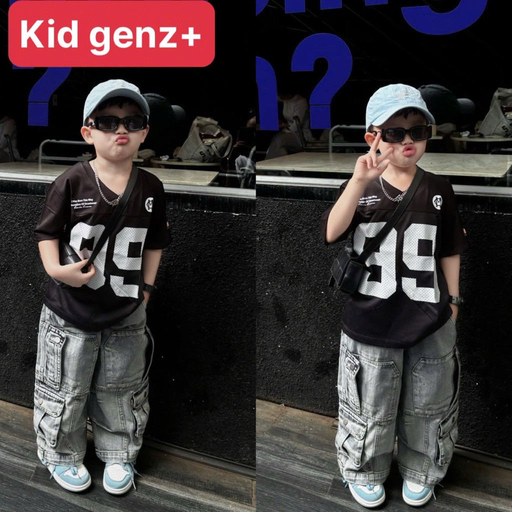 Áo thun lưới no fear 95 bé trai , bé gái , áo phông mùa hè trẻ em unisex , kid genz