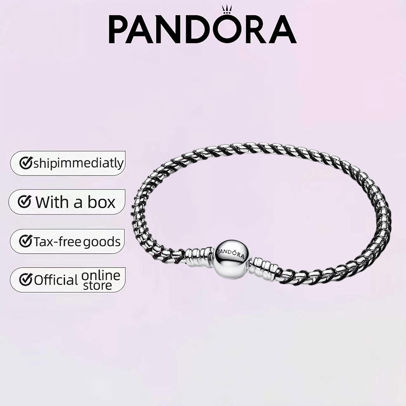 Dây Đen Dây Xích Vòng Tay Pandora 925 Bạc Trang Sức Quà Tặng Tinh Tế Cặp Đôi Bộ Quà Tặng