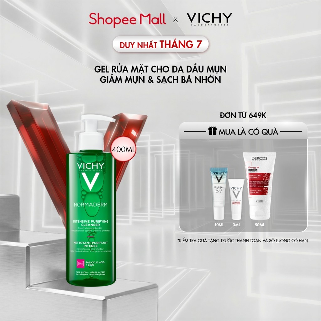 Sữa rửa mặt dạng gel làm sạch sâu giảm bã nhờn Vichy Normaderm Phytosolution