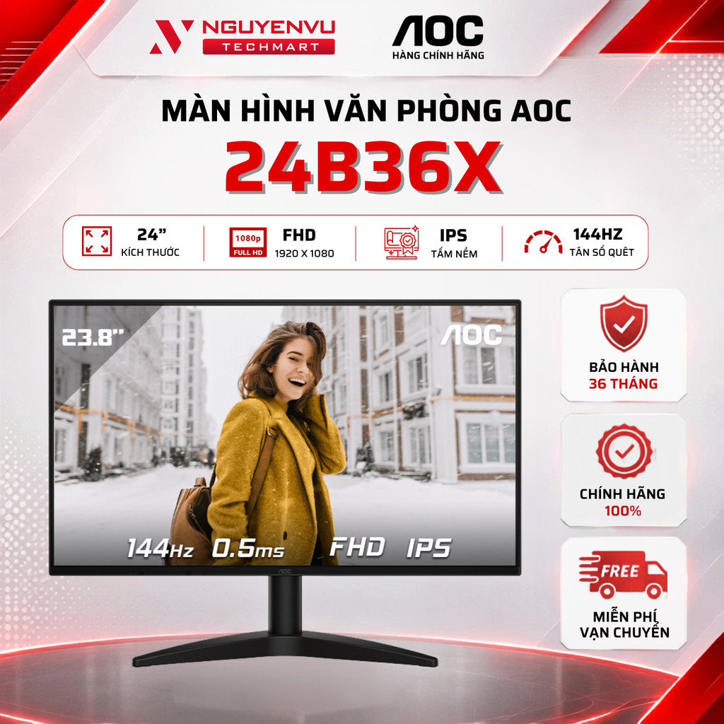 Màn Hình Gaming 24B36X 24 inch (FHD/IPS/144Hz/0.5ms) - Hàng Chính Hãng