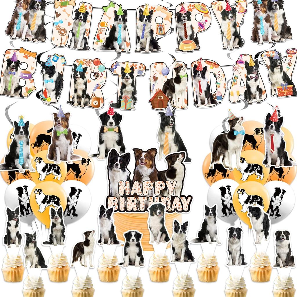 Border Collie Chó Trang Trí Tiệc Sinh Nhật Bộ, Border Collie Dự Tiệc Tiếp Liệu Biểu Ngữ Bánh Topper 