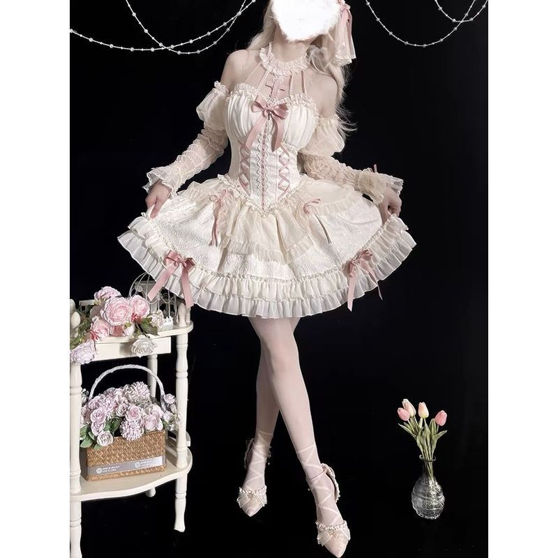 Gothic Cross Princess Dark Gothic lolita Bud Váy Hoa Cưới Đầm Ballet lolita