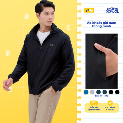 Áo khoác gió nam YODY thông minh trượt nước cản gió cản bụi có mũ thoải mái MCWC25A037-AKM5041