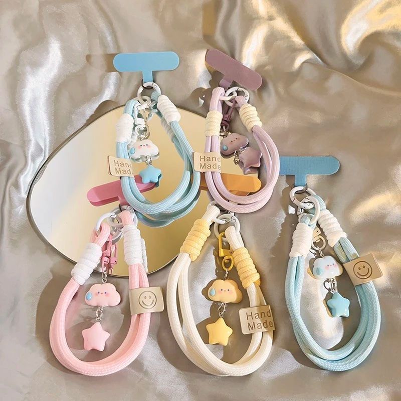 New machine hanging chain pendant key chain universal hand rope ins silent cloud star mobile phone l