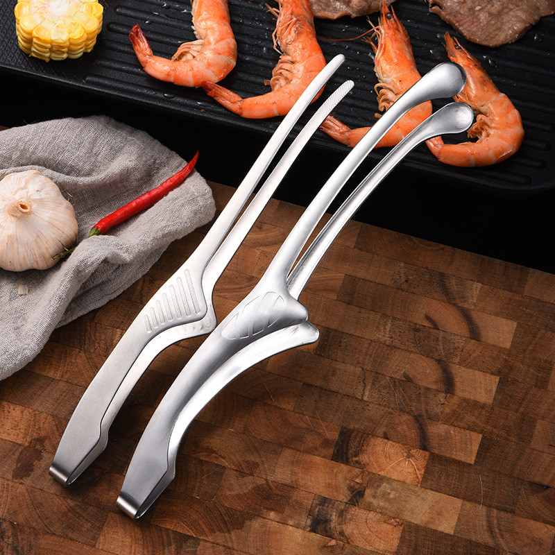 Thép không gỉ Croissant Kẹp 430 Buffet Hải Sản Kẹp Bánh Mì Món Tráng Miệng Nấu Thực Phẩm Kẹp Thực Ph